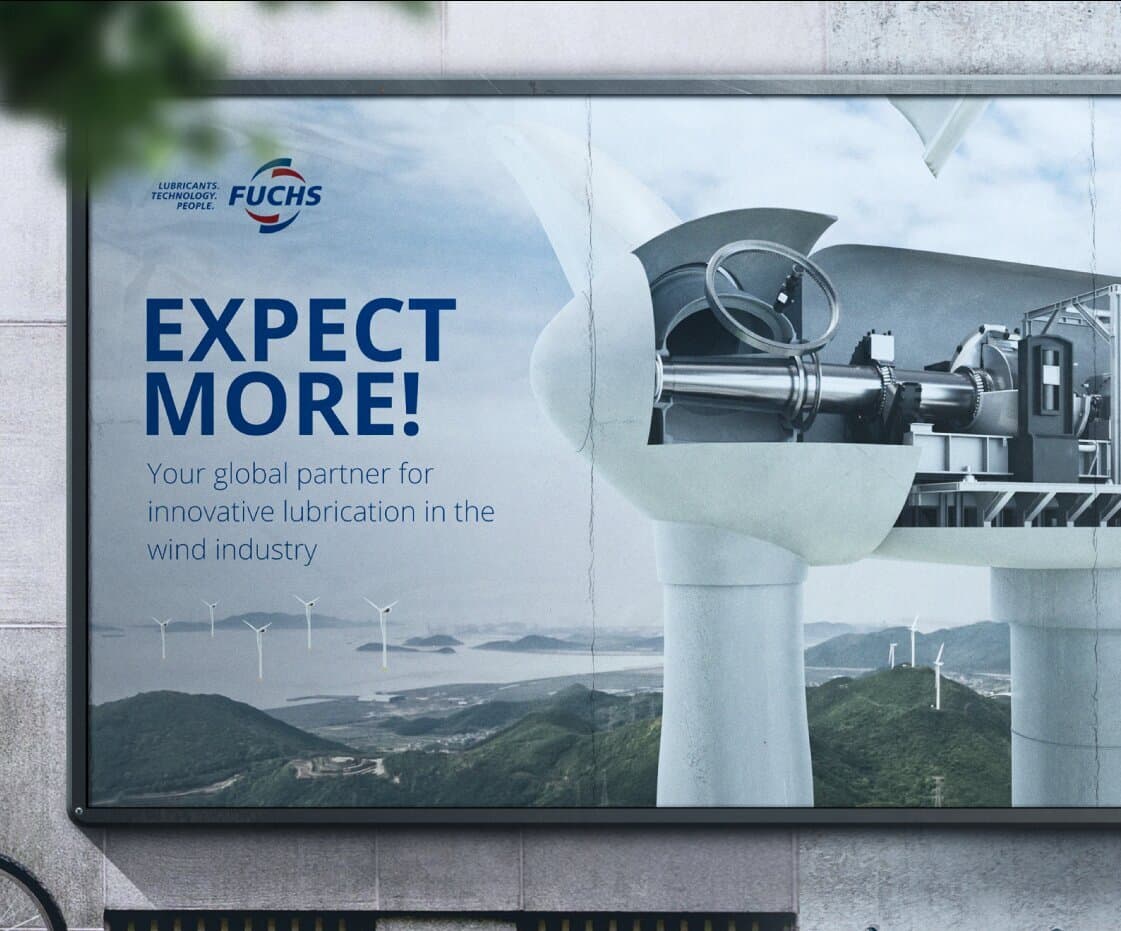 Großes Plakat, das ein Windrad von innen zeigt. Das 3D-Rendering stammt von der Digitalagentur reaze.