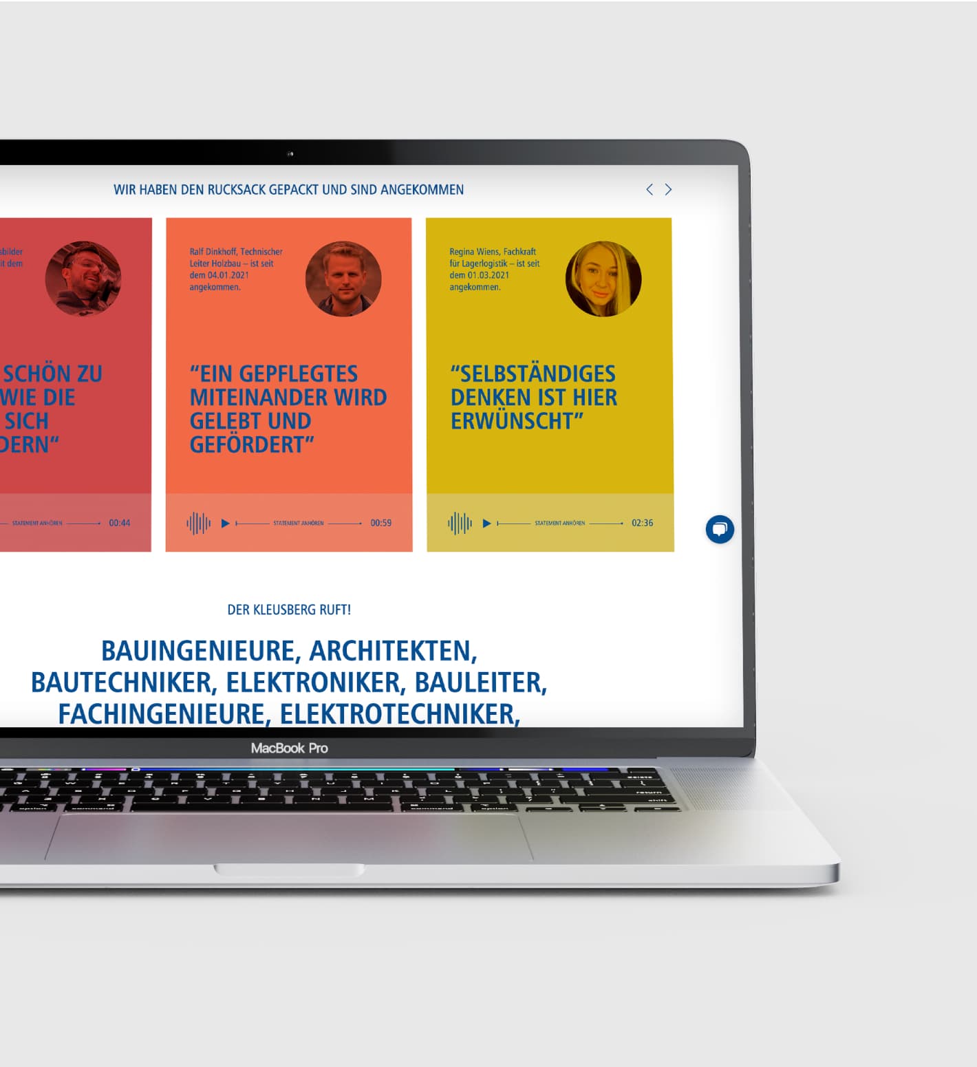 Macbook, auf dem die Kampagnen-Website "Der Kleusberg ruft" zu sehen ist.