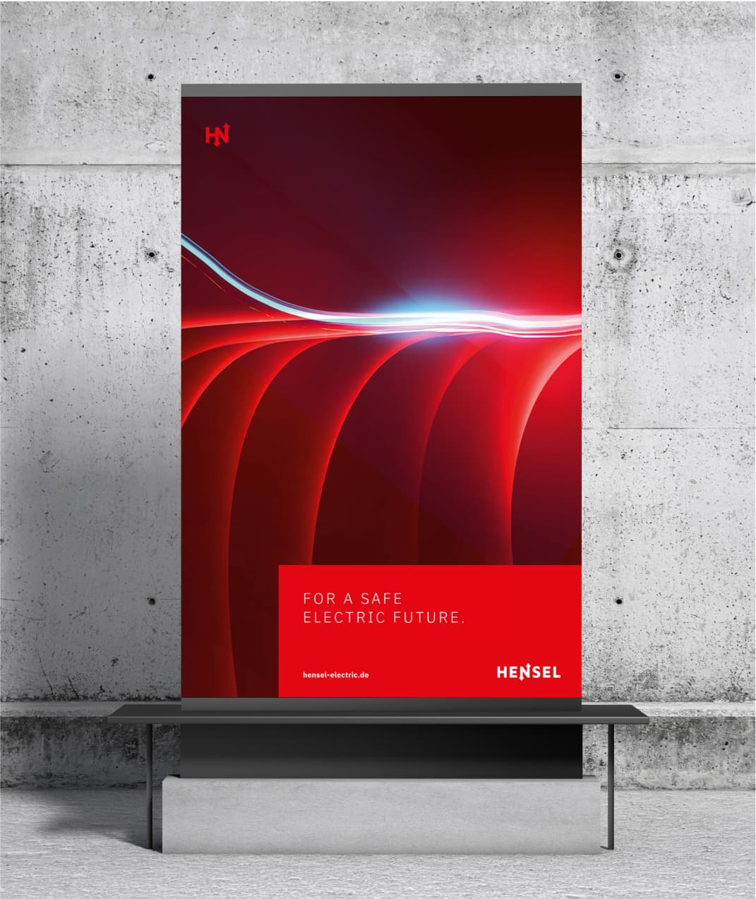 Plakat des Kunden Hensel mit dem roten Flux.